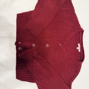 Love Tree Textured Button-Front Cardigan - Wine Red